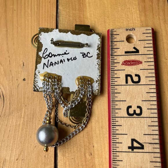Modern Mixed Metal Collage Brooch Lapel Pin Hand Crafted by Connie Nanaimo BC - Picture 3 of 8
